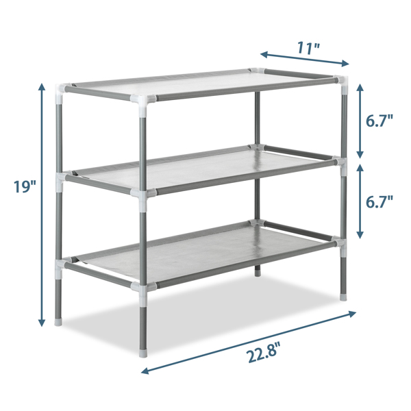 Simple Assembly 3 Tiers Non-woven Fabric Shoe Rack Gray