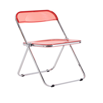 RED Clear Transparent Folding Chair Chair Pc Plastic Living Room Seat, One Piece