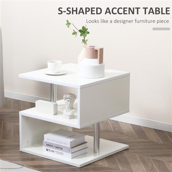 Coffee Tables for Living Room Modern Black Coffee Table with S-Shaped 3 Tiers Open Storage Shelf Matte Center Sofa Tea Table  for Home Office Furniture white 19.70" Tall