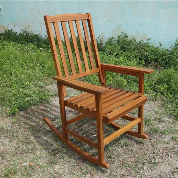 Acacia Indoor Rocking Chair, Outdoor Solid Wood Patio Furniture New Style Light Brown