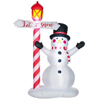 7ft Christmas Inflatables Outdoor Decorationss Decorations Snowman with Street Light, Blow-Up LED Christmas Decor