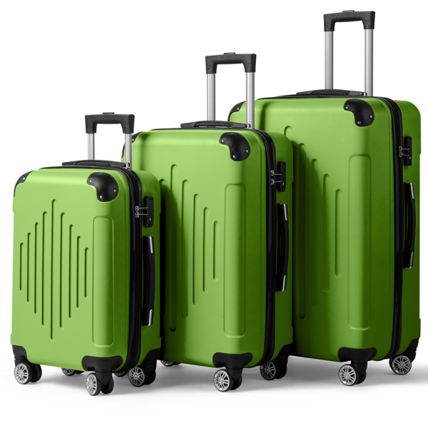 FCH 3-in-1 trolley case with 2 corners and diamond stripes - Matcha Green