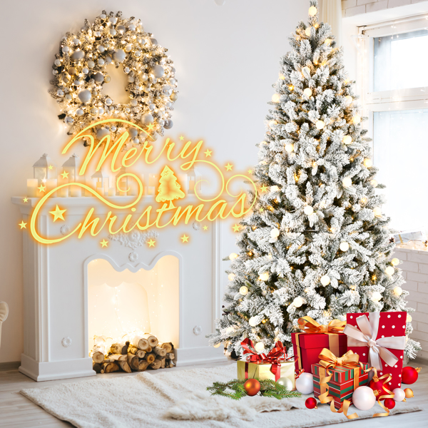 7.5FT PE/PVC/Pine Mixed Christmas Tree with Colorful + Warm Light 10-Function LED, Memory Wire & Easy Power Technology 