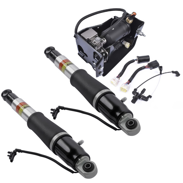 2Pcs Rear Shock Absorbers + 1Pc Air Compressor For Cadillac Escalade Chevy Suburban Tahoe GMC Yukon 2015-2019 23151122 15254590