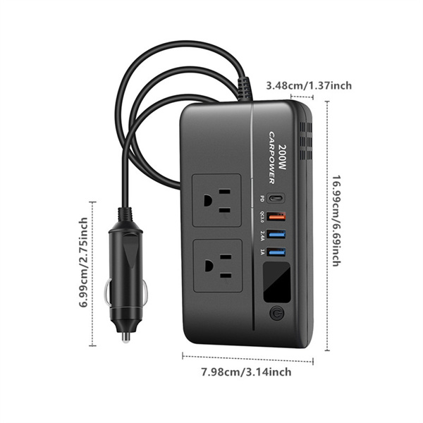 Multi Bulton Socket Car Inverter Mulifunctional Car Power Converter Socket -12V To 220V
