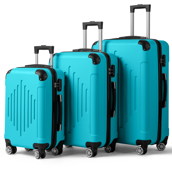 FCH 3-in-1 trolley case with 2 corners and diamond stripes - Sea Salt Blue