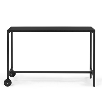 55\\" Outdoor Bar Table with Wheels, Rectangle Narrow Counter Height Table, Ideal Bar Height Table for Balcony Patio Garden Yard Poolside, Black