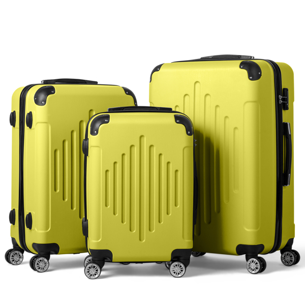  3-in-1 trolley case with 2 corners and diamond stripes - cream yellow