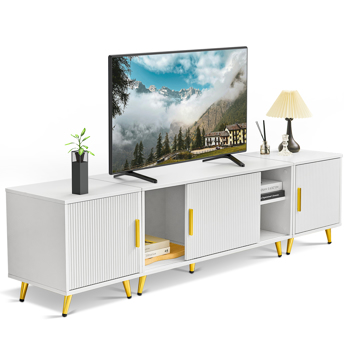 Fernsehkommode, Holz Tv Schrank mit Lagerung für 32-80\\" Fernseher, Fernsehtisch mit Aufrechte Tischbeine für Wohnzimmer, Schlafzimmer (Weiß)