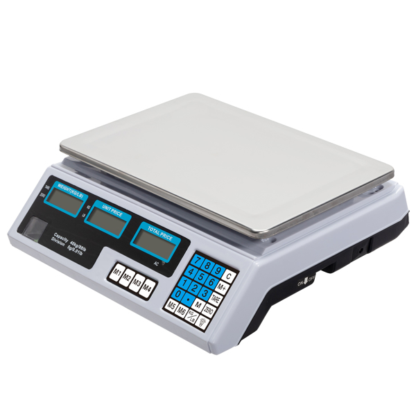 【Old code:42353336】ACS-30 40kg/5g Digital Price Computing Scale for Vegetable UK Plug Silver & White