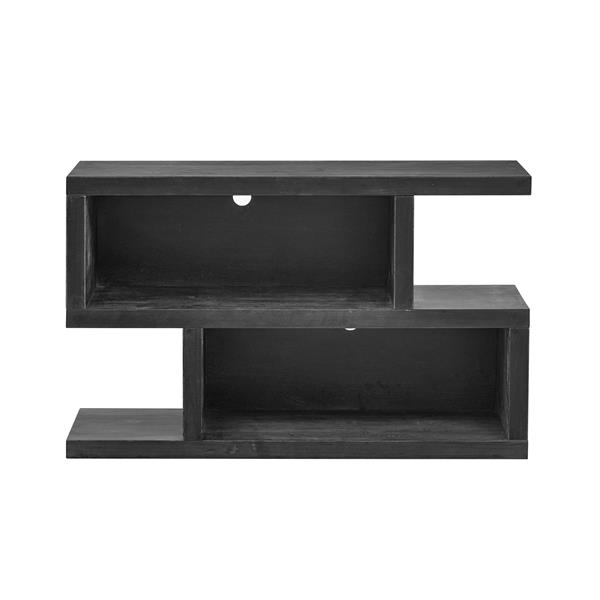 Retro Console Table with Symmetrical 2-Tier Open Shelf for Entryway and Living Room (Black)