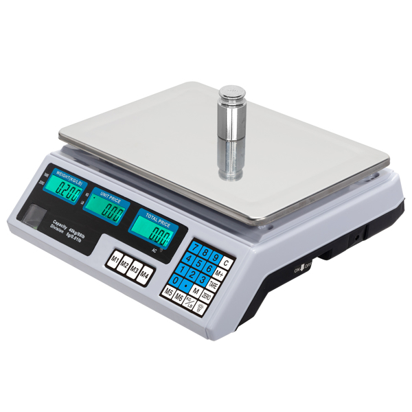 【Old code:42353336】ACS-30 40kg/5g Digital Price Computing Scale for Vegetable UK Plug Silver & White