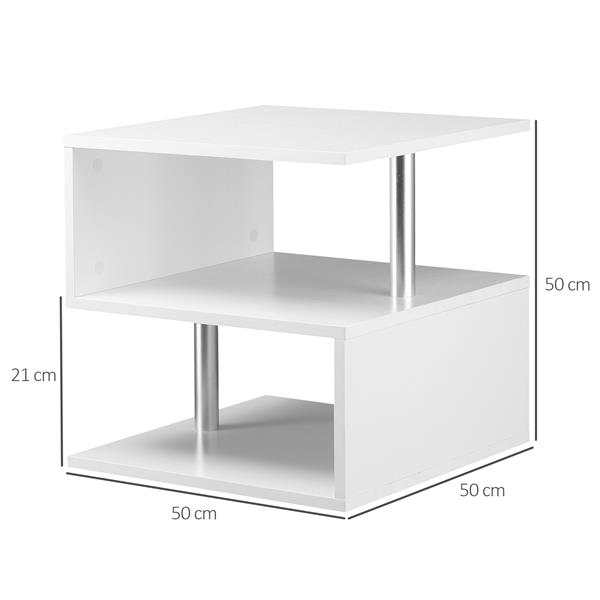 Coffee Tables for Living Room Modern Black Coffee Table with S-Shaped 3 Tiers Open Storage Shelf Matte Center Sofa Tea Table  for Home Office Furniture white 19.70" Tall