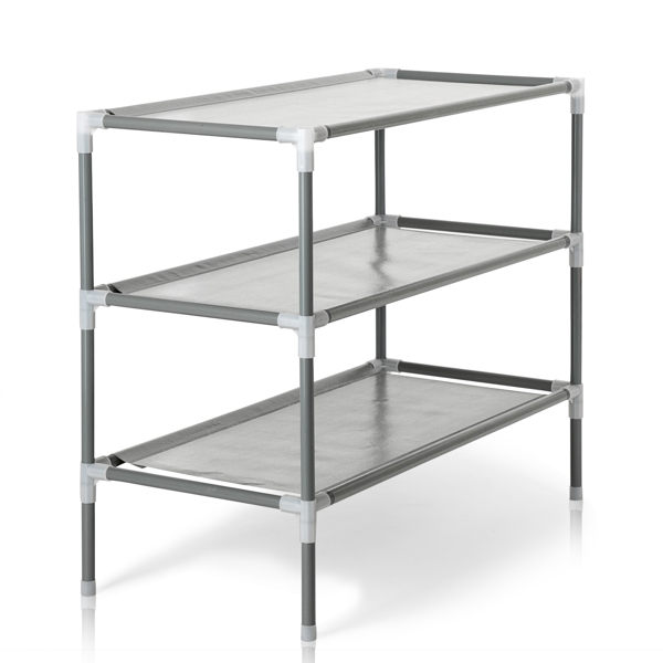 Simple Assembly 3 Tiers Non-woven Fabric Shoe Rack Gray