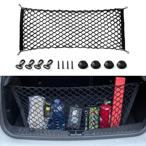 Cargo Net Stretchable, Car Exterior Accessories, Adjustable Elastic Trunk Storage Net with Hook for SUVs, Cars and Trucks (35.4x15.8 Inch)