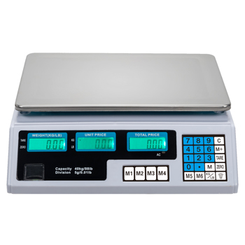  【Old Code：74937835】ACS-30 40kg/5g Digital Price Computing Scale for Vegetable US Plug Silver & White