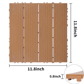 Plastic Interlocking Deck Tiles, 11.8\\"x11.8\\"(Pack of 44), Patio Flooring Outdoor Waterproof All Weather Use for Garden Poolside Front/Back Yard, Burlywood