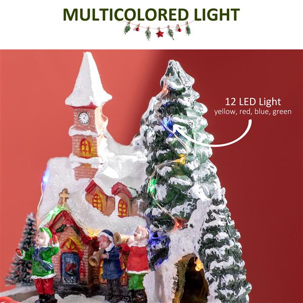 Animated Christmas Village Scene, Pre-Lit Musical Holiday Decoration with LED Lights, Rotating Train, 2 Musicians and 1 Commander