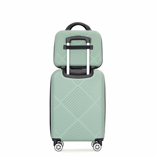 2Piece Luggage Sets ABS Lightweight Suitcase , Spinner Wheels,  (20/14) OLIVE GREEN