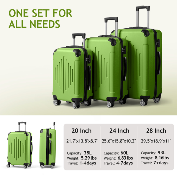 FCH 3-in-1 trolley case with 2 corners and diamond stripes - Matcha Green