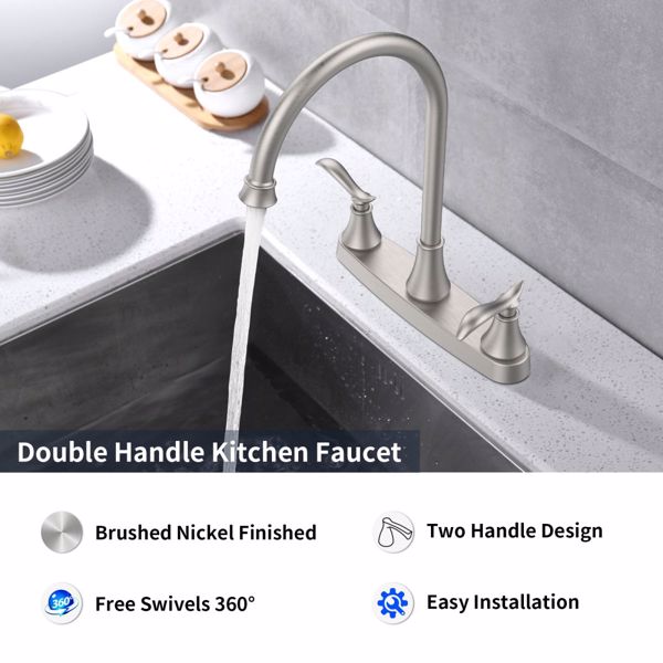 Single Handle High Arc Brushed Nickel Pull Out Kitchen Faucet,Single Level Stainless Steel Kitchen Sink Faucets with Pull Down Sprayer[Unable to ship on weekends, please note that]