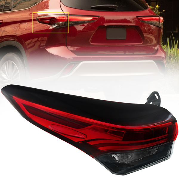 Outer Tail Lights Fit for 2020 2021 2022 Toyota Highlander, Taillamp Rear Outer, Left/Driver Side