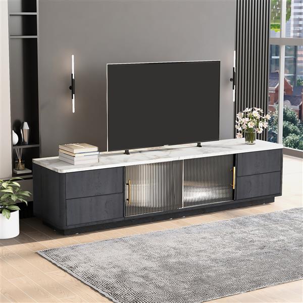 Modern TV Stand for 70'' TV with 4 Drawers, Media Console Table, Entertainment Center with Large Storage Cabinet for Living Room, Bedroom