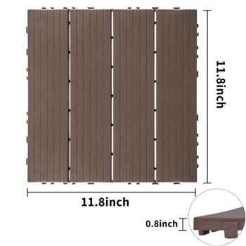 Plastic Interlocking Deck Tiles, 11.8\\"x11.8\\"(Pack of 44), Patio Flooring Outdoor Waterproof All Weather Use for Garden Poolside Front/Back Yard, Light Coffee Color