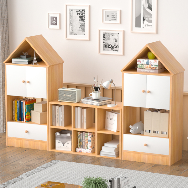 Versatile Children's Bookshelf with House-Shaped Design, Multi-Functional Storage for Books and Toys, Adjustable Placement, Durable Kids Organizer for Playroom or Bedroom Easy Assembly & Safe for Kid,