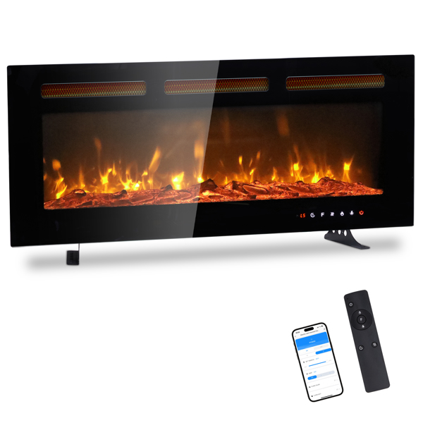 ZOKOP 40" Smart WiFi Electric Fireplace Insert, 1500W Wall Recessed/Mounted, Freestanding Fireplace Heater with Remote Control, 12 Color Adjustable Flames, Thermostat, 8H Timer, 5 Brightness Settings