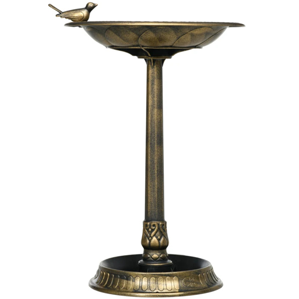 28 "bird bath feeder with flowerpot base, bronze 