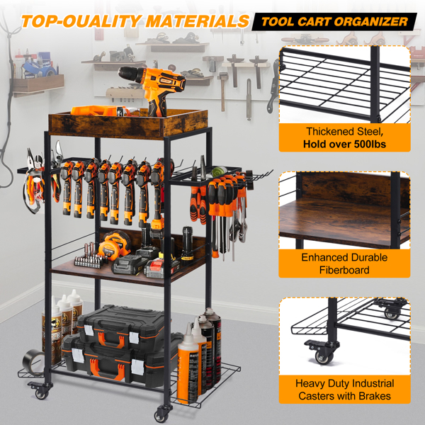 Rolling Garage Tool Organization Organizer, Power Tool Organizer, Garage Supplies, Closets, Sheds, Garage Organization and Storage Utility Shelves