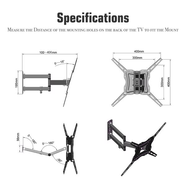 TMX400A 26-55" Adjustable Wall Mount Bracket Rotatable with Spirit Level