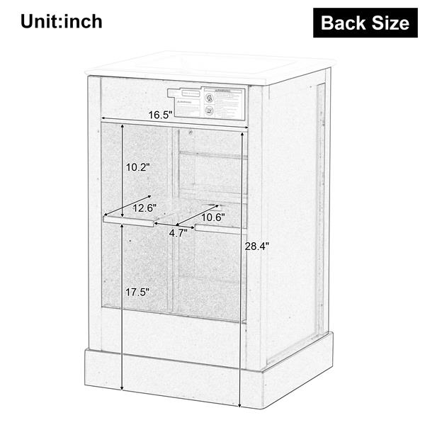 20" Bathroom Vanity with Sink, Bathroom Cabinet with Soft Closing Door, Storage Rack and Adjustable Shelve, White