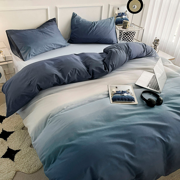 3PCS Gradient Blue Duvet Cover Set Galaxy Space Comforter Cover with Zipper Closure, 1 Duvet Cover and 2 Pillowcases King Size （Maybe Shipment from FBA）