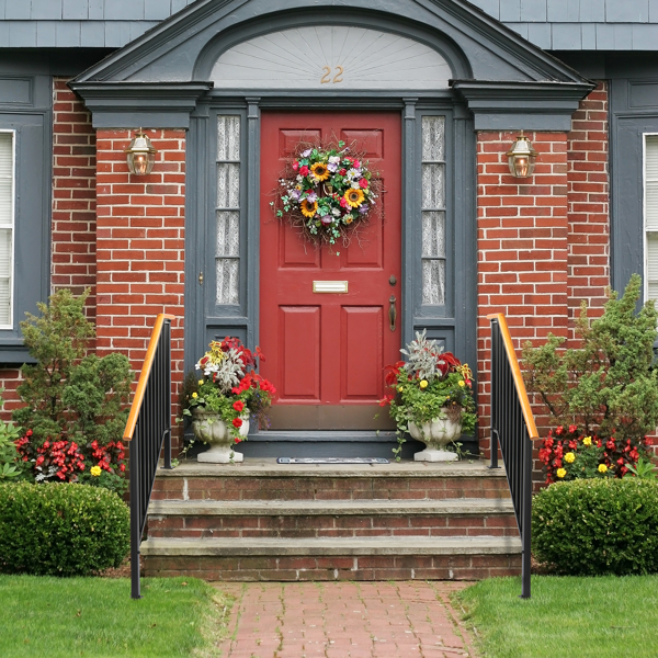  Matte Black Outdoor 3 Level Iron Handrail