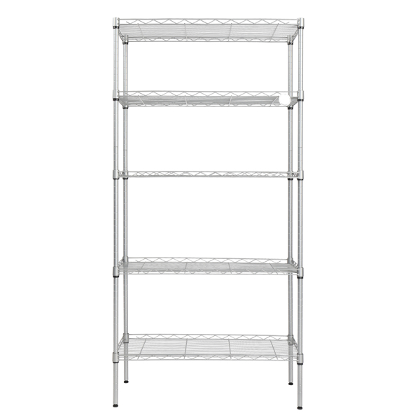 XM-304B Rectangle Carbon Steel Metal Assembly 5-Shelf Storage Rack Silver Gray