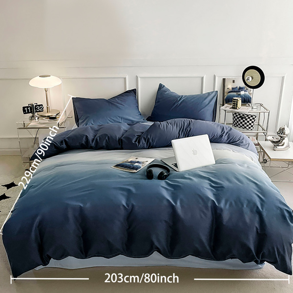 3PCS Gradient Blue Duvet Cover Set Galaxy Space Comforter Cover with Zipper Closure, 1 Duvet Cover and 2 Pillowcases King Size （Maybe Shipment from FBA）