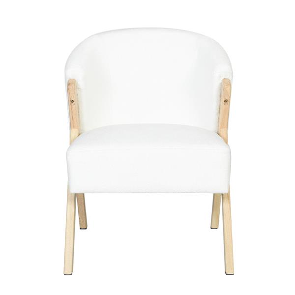 Modern Accent Chair with White Upholstery and Solid Wood Frame, Minimalist Lounge Chair for Living Room, Bedroom, or Office