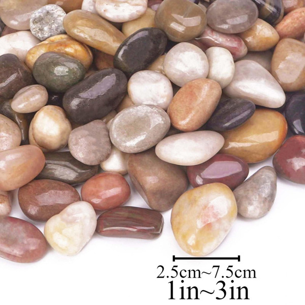 18 lbs Decorative Garden Stone Outdoor Landscaping, Walkways, Yard, 1-3 inch Large Polished River Rocks for Plants Pots, Vases, Crafts