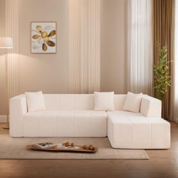 105.5\\" Modular L-Shaped Sectional Floor Couch, Deep Seat Tufted Comfy Sofa set with Chaise for Living Room 