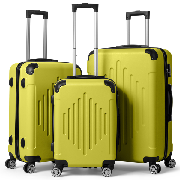  3-in-1 trolley case with 2 corners and diamond stripes - cream yellow