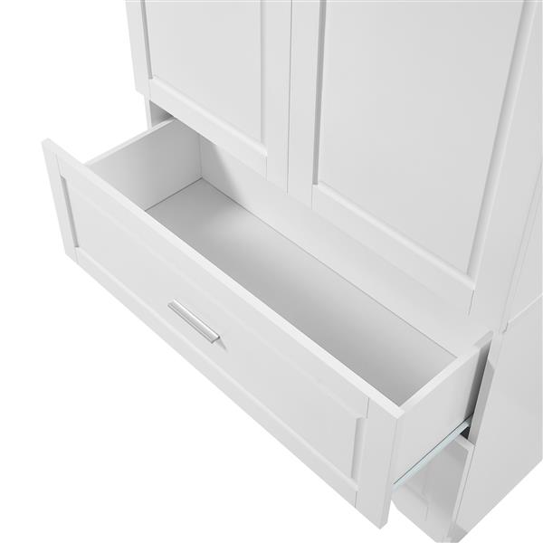 Tall Bathroom Storage Cabinet, Cabinet with Two Doors and Drawers, Adjustable Shelf, MDF Board, White