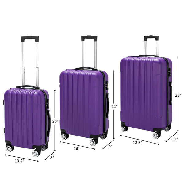 3-in-1 Multifunctional Large Capacity Traveling Storage Suitcase Luggage Set Purple