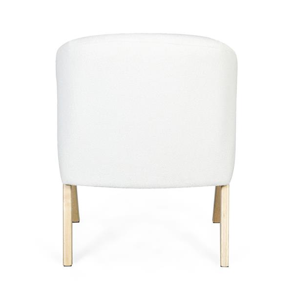 Modern Accent Chair with White Upholstery and Solid Wood Frame, Minimalist Lounge Chair for Living Room, Bedroom, or Office