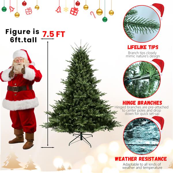 8FT Christmas Tree Simulate Nature Advanced Materials Premium Hinged Spruce Artificial Douglas Firs Tree, Christmas Holiday Party Atmosphere Decoration New Year Celebration PE+PVC Xmas Tree