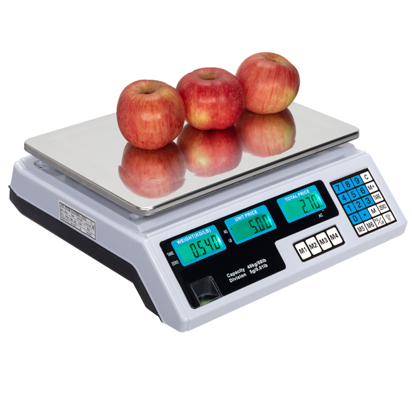 【Old code:42353336】ACS-30 40kg/5g Digital Price Computing Scale for Vegetable UK Plug Silver & White