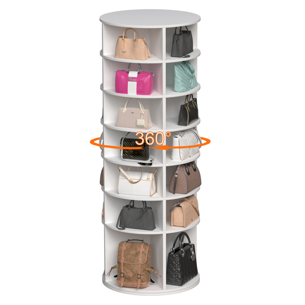 Rotating Shoe Rack Tower, 7-Tier Spinning Shoe Rack, Free Standing 360° Revolving Shoe Organizer, High Bottom Design Shoe Tower Spinning Storage Lazy Susan, Fits 28 Pairs of Shoes