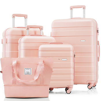 5-Piece Luggage Set with Expandable Travel Bag - Includes 16\\", 20\\", 24\\", 28\\" Suitcases with 360° Spinner Wheels and Adjustable Telescopic Handles,pink