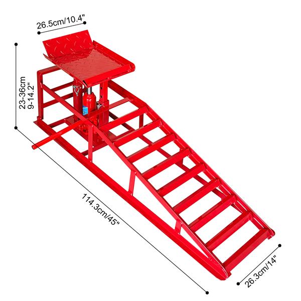 Hydraulic Car Ramps, 2 Pack Car Ramp High Lift, 11000LBS Automotive Truck Cars Service Ramps, Low Profile Oil Change Ramps with Support Jack for Car Truck Trailer Garage Repair (Red)